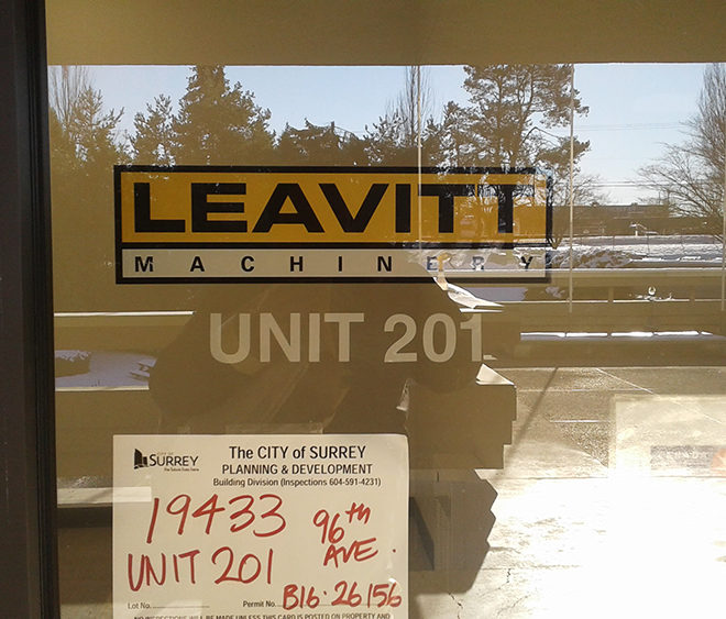 Leavitt Machinery Surrey Window Graphic 2016